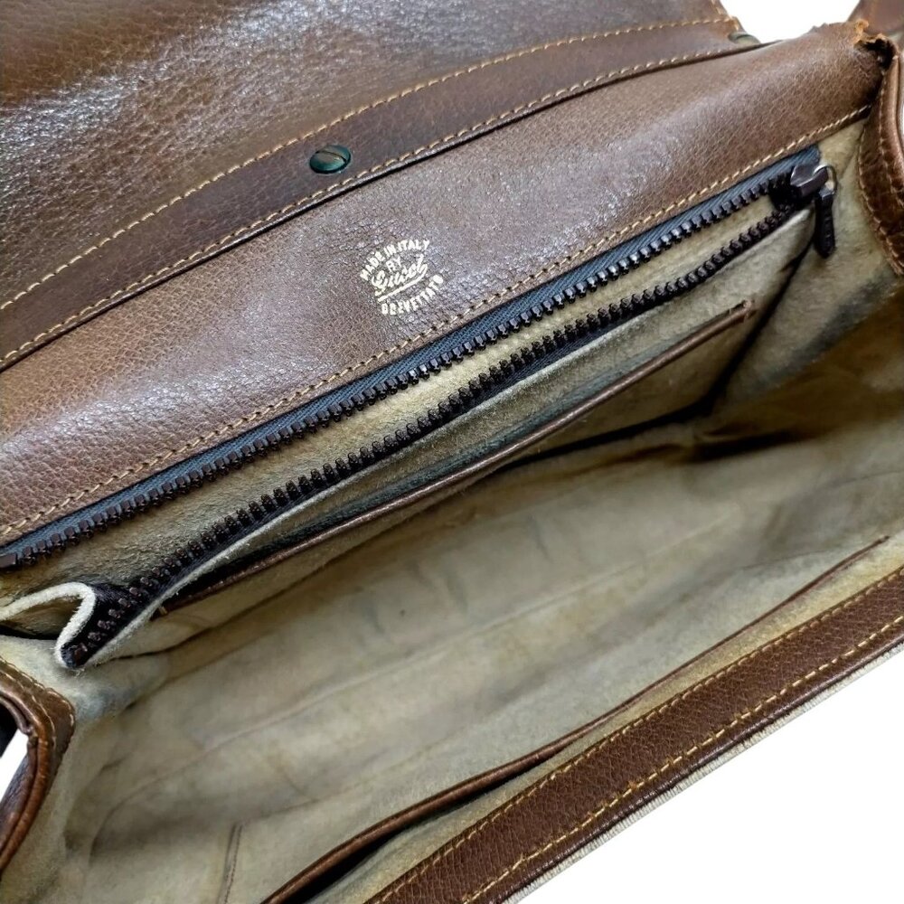 955269BD (L3) Gucci Shoulder Bag Sherry Line Brown PVC - Picture 7 of 9